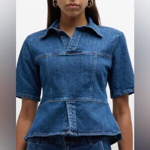 Simkhai Denim Short Sleeve Top